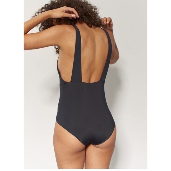 Mara Hoffman Audrey One Piece Swimsuit Black Plunge Bathing Suit Size M NWT - Picture 2 of 15